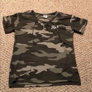 PINK Camo Short Sleeve Top